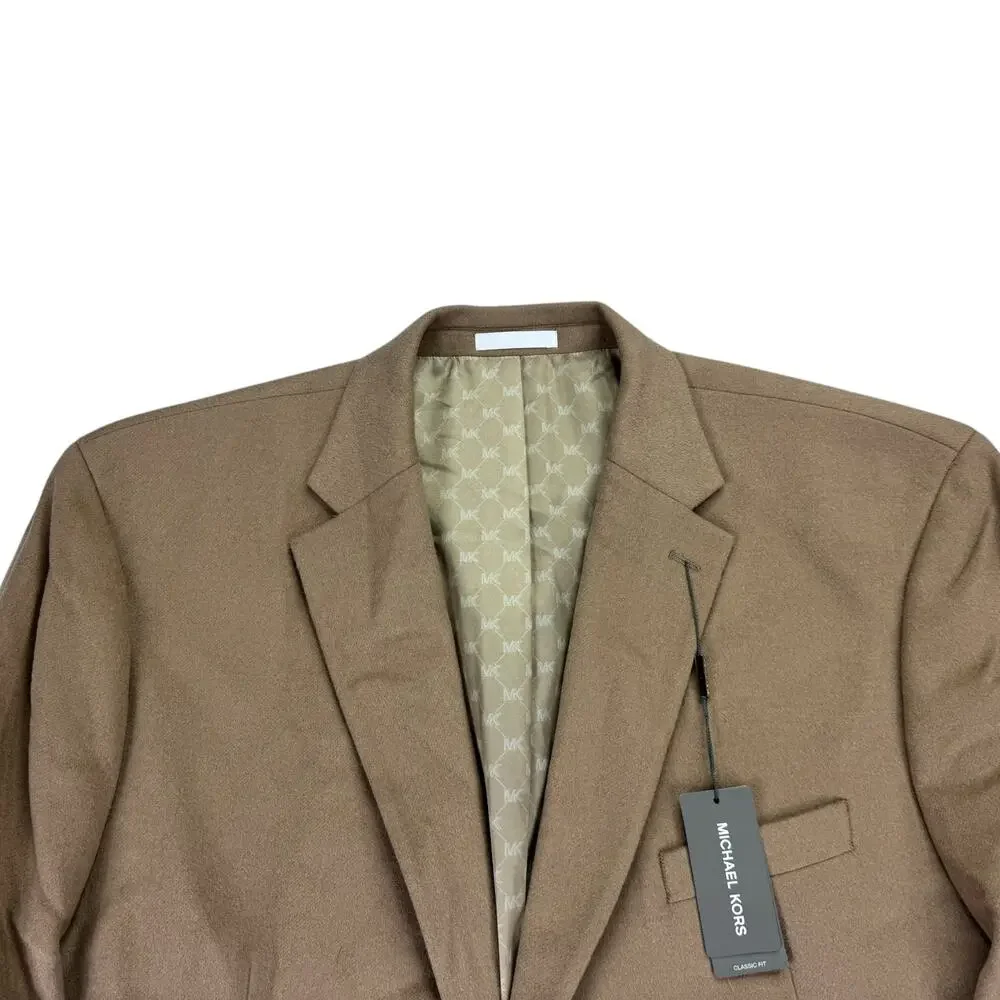Michael Kors Mens Kipp Wool Cashmere Luxury Classic Fit Sport Coat Tan 50R